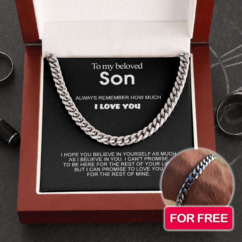 Cuban Chain to my Son + FREE BRACELET  front view - Beyond Love