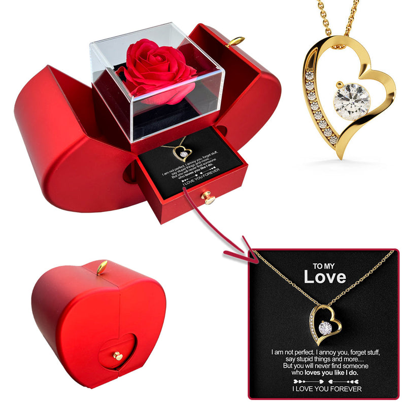 Close-up detail of Sterling Silver Necklace - With Real Rose - My Love showing premium quality craftsmanship