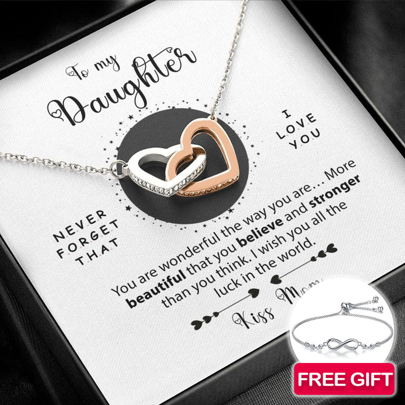 Silver necklace for my Daughter + FREE BRACELET  front view - Beyond Love