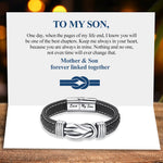 Leather wristband - Forever connected - To my Son