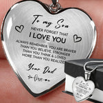 Side angle of personalized necklace Heart necklace - To my Son from Dad