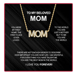 Crystal Necklace - With Real Rose - To my Mom worn styling photo showing elegant design