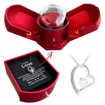 14k White Gold Necklace - With real Rose - To my Love with surprise rose gift box front view - Beyond Love