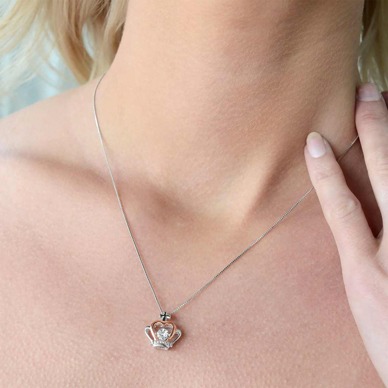 Close-up detail of Crown necklace - To my wonderful Daughter showing premium quality craftsmanship