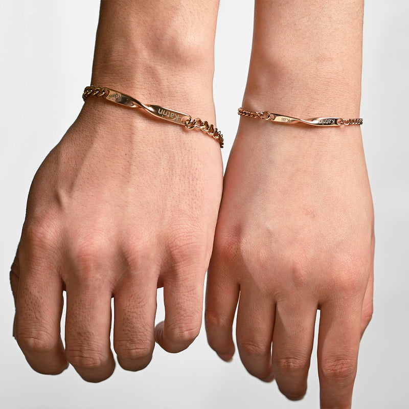 Close-up detail of Beyond Love Personalized Bracelet Set showing premium quality craftsmanship