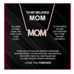 Crystal Necklace - With Real Rose - To my Mom with surprise rose gift box front view - Beyond Love