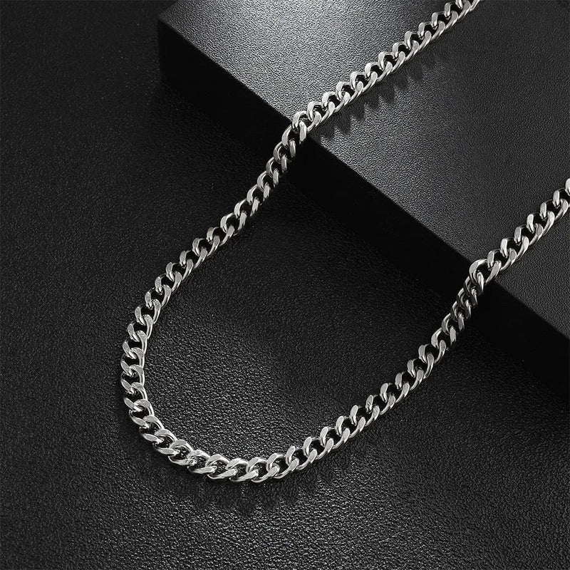 Close-up detail of Cuban Chain - Stainless Steel Necklace showing premium quality craftsmanship