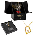 14K White Gold Necklace - With a Glass Angel - To My Love gift-ready packaging with rose box presentation