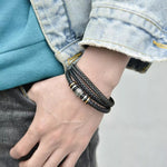 Close-up detail of Luxury leather wristband - To my beloved Dad showing premium quality craftsmanship