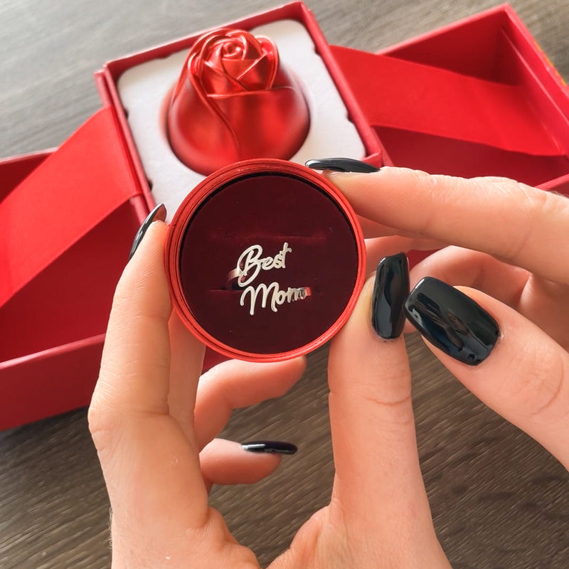 Sterling Silver Ring with Ring Box - Best Mom  front view - Beyond Love