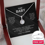 Close-up detail of Sterling Silver Necklace - To my Baby - FREE BRACELET showing premium quality craftsmanship