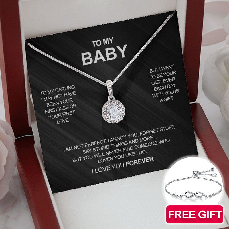 Close-up detail of Sterling Silver Necklace - To my Baby - FREE BRACELET showing premium quality craftsmanship