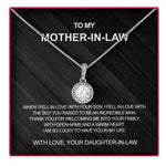 Side angle of personalized necklace Sterling Silver Necklace - With Real Rose - To My Mother in Law