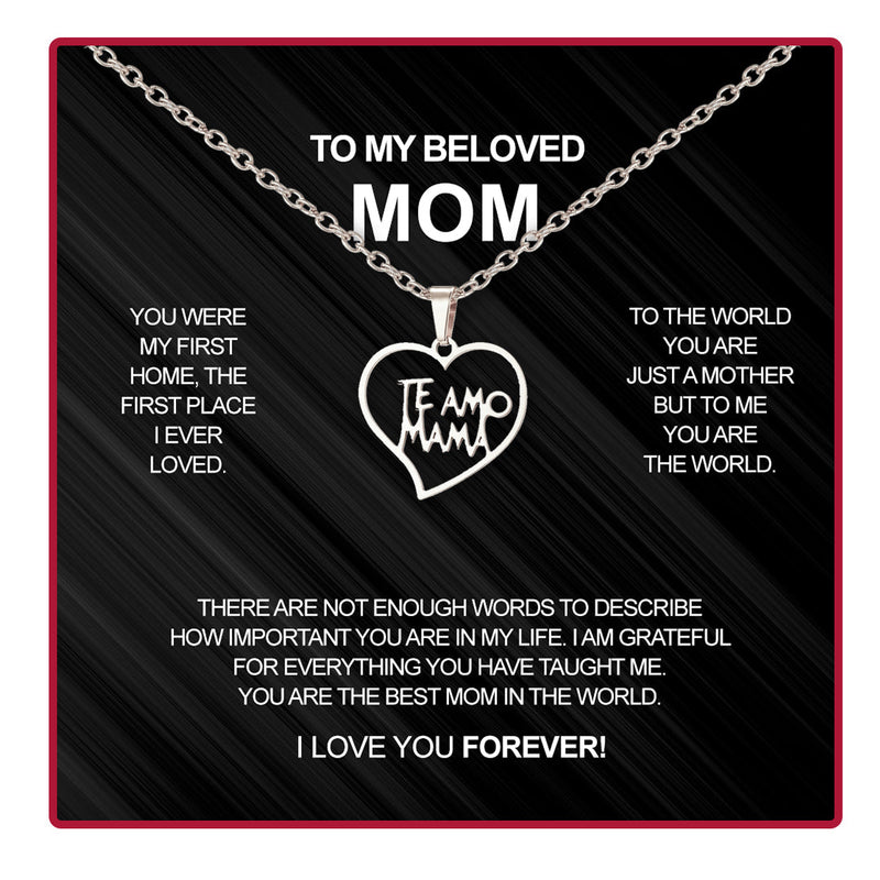 Close-up detail of Te amo Mama Necklace - With Real Rose showing premium quality craftsmanship