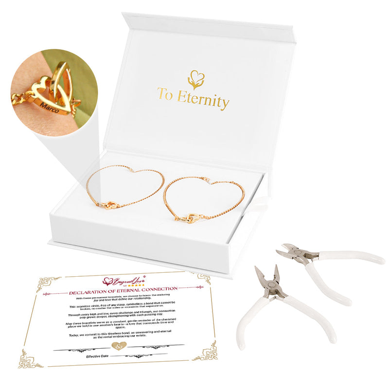 Beyond Love Permanent Bracelets with Name Engraving with surprise rose gift box front view - Beyond Love