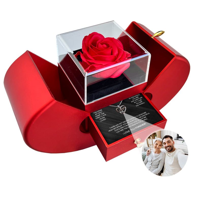 Personalized Photo Necklace - To my beloved mom with hidden photo projection front view - Beyond Love