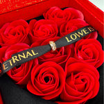 Close-up detail of Luxurious Gift Box with real Roses showing premium quality craftsmanship