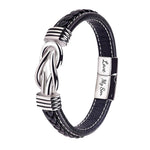 Leather wristband - Forever connected - To my Son gift-ready packaging with rose box presentation