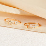 Side angle of personalized ring Initial Ring with Luxury Rosebox with Light