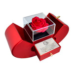 Sterling Silver Necklace - With Real Rose - Caring Mom with surprise rose gift box front view - Beyond Love