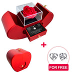 Sterling Silver Necklace with Real Rose + FREE EARRINGS gift-ready packaging with rose box presentation