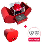 Sterling Silver Necklace with Real Rose + FREE EARRINGS gift-ready packaging with rose box presentation
