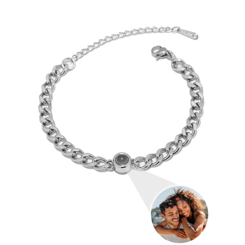 Personalizable photo  Cuban Chain - For my loved One with hidden photo projection front view - Beyond Love
