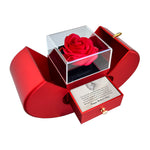 Sterling Silver Necklace - With Real Rose - Boyfriend´s Mom worn styling photo showing elegant design