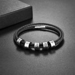 Engraved leather wristband - To my beloved Dad gift-ready packaging with rose box presentation