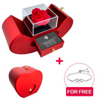 Sterling Silver Necklace with Real Rose + FREE BRACELET gift-ready packaging with rose box presentation