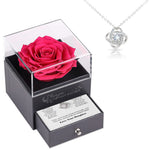 Sterling Silver Necklace with Rose Box - Best Mom worn styling photo showing elegant design
