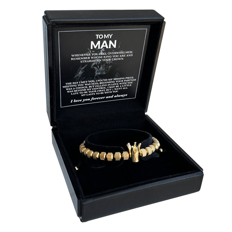 Luxury Bracelet Set "To My Man - Straighten Your Crown"  front view - Beyond Love