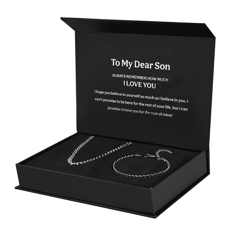 Beyond Love Cuban Chain Set – To my son  front view - Beyond Love