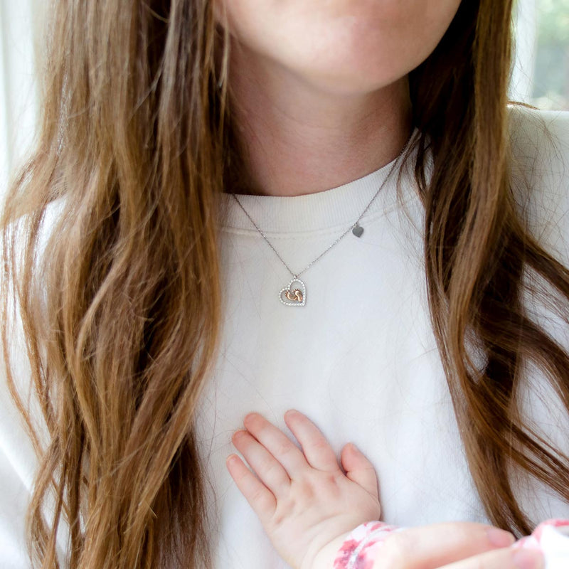 Close-up detail of Baby necklace - To my Mother showing premium quality craftsmanship