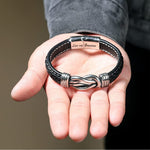 Leather wristband - Forever connected - To my Grandson gift-ready packaging with rose box presentation