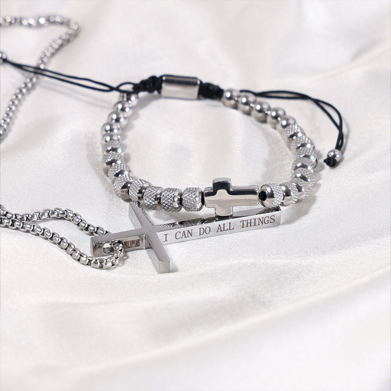 Close-up detail of Beyond Love Cross Bracelet & Necklace - To My Son showing premium quality craftsmanship