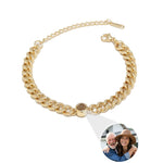 Side angle of personalized bracelet Personalizable photo  Cuban Chain - For my loved One
