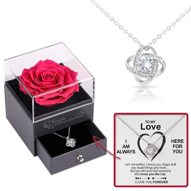 Close-up detail of Sterling Silver Necklace with real Rose Gift Box - To my Love showing premium quality craftsmanship