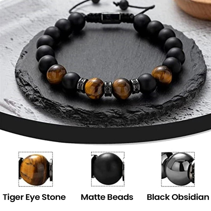 Close-up detail of Beaded Bracelet "To My Man - Straighten Your Crown" showing premium quality craftsmanship