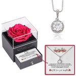 Sterling Silver Necklace with Rose Box - To My Mom with surprise rose gift box front view - Beyond Love