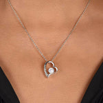 14k White Gold Necklace - With real Rose - To my Love worn styling photo showing elegant design