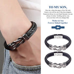 Lifestyle photo of Leather wristband - Forever connected - To my Son as meaningful love gift