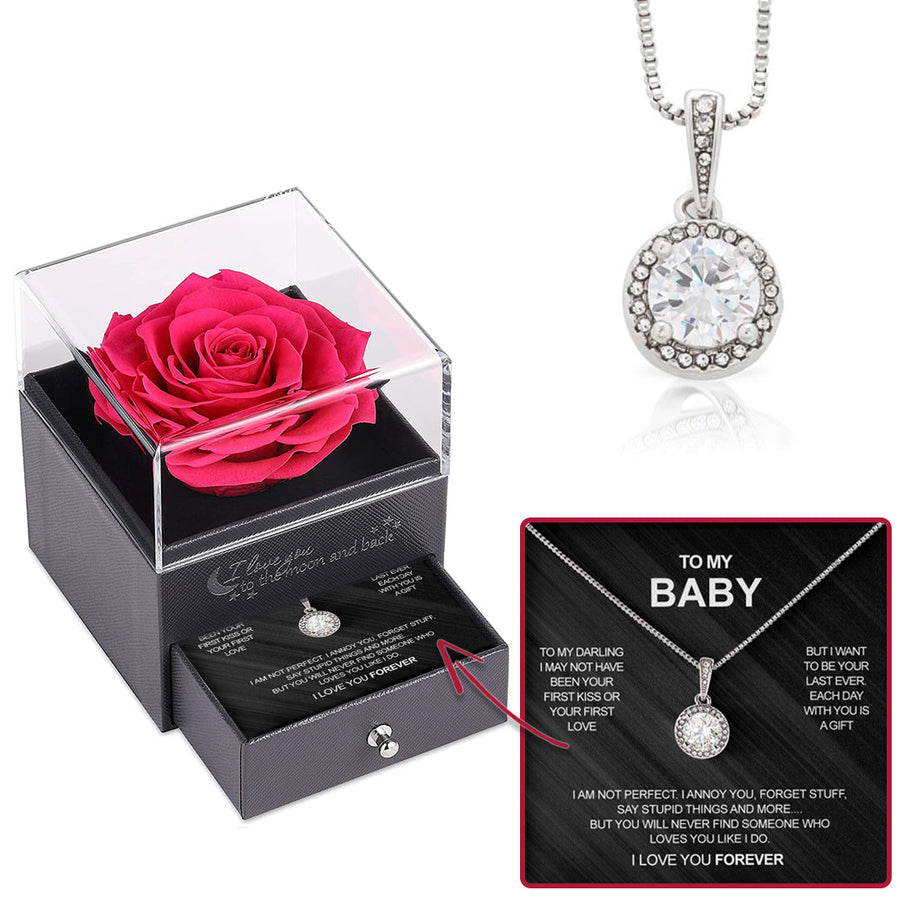 Sterling Silver Necklace with Roses Gift Box - To My Baby