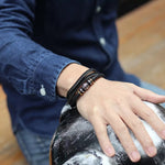 Luxury leather wristband - To my beloved Dad custom engraving detail and material quality