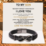 Side angle of personalized bracelet Infinity Bracelet - I love you “To my Son”