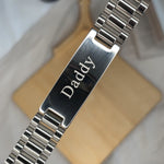 Side angle of personalized bracelet Stainless Steel Link Bracelet - To my beloved Dad