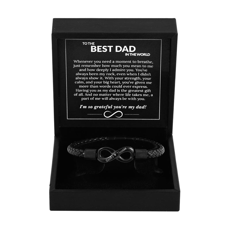 Personalized Bracelet – To the Best Dad in the World with custom engraving front view - Beyond Love
