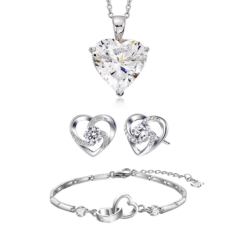 Close-up detail of Sparkling Love Set - Necklace, Earrings & Bracelet showing premium quality craftsmanship