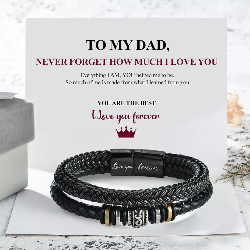 Luxury leather wristband - To my beloved Dad  front view - Beyond Love
