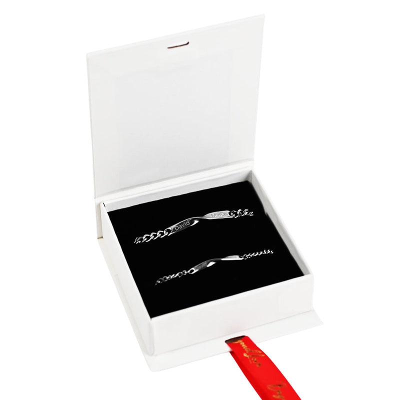 Beyond Love Personalized Bracelet Set with surprise rose gift box front view - Beyond Love